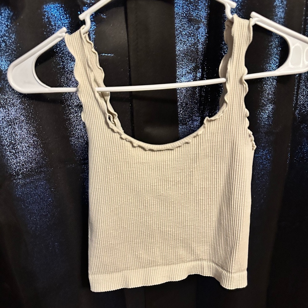 Women's Beige Ribbed Nikibiki Tank Top